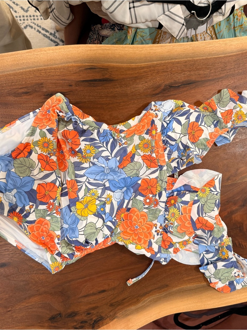 Cupshe Floral One-Piece Swimsuit in Orange, Blue & Yellow